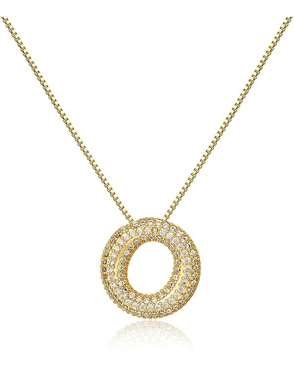 Cicy Bell Initial Necklace for Women 18k Gold Plated Cubic Zirconia Luxurious Personalized Dainty... | Amazon (US)