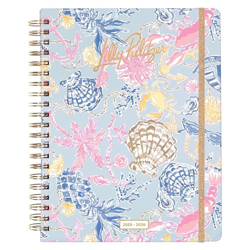 Lilly Pulitzer Jumbo Daily Planner August 2025 - December 2026, Weekly and Monthly Agenda with Stickers, Pockets, and Spiral Binding (Bluette Lil Barefoot Beachcomber) | Amazon (US)