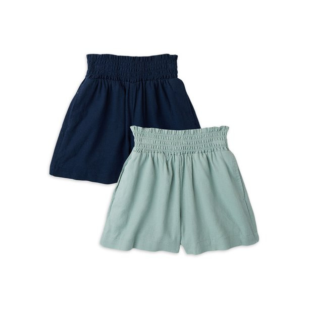 Wonder Nation Girls Smocked Waist Short, 2-Pack, Sizes 4-18 & Plus - Walmart.com | Walmart (US)