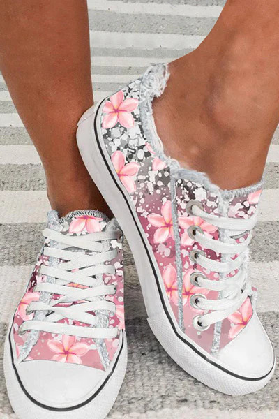 Cherry Blossom Lace Up Canvas Shoes | Evaless