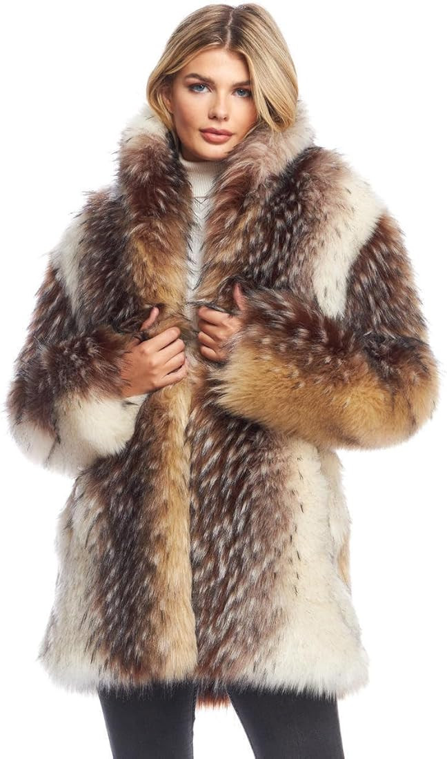 Fabulous-Furs Donna Salyers Cape Fox Faux Fur Shawl Collar Coat | Amazon (US)