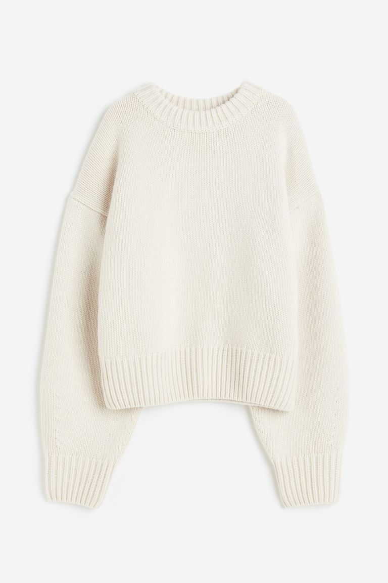 Oversized cashmere-blend jumper - Natural white - Ladies | H&M GB | H&M (UK, MY, IN, SG, PH, TW, HK)