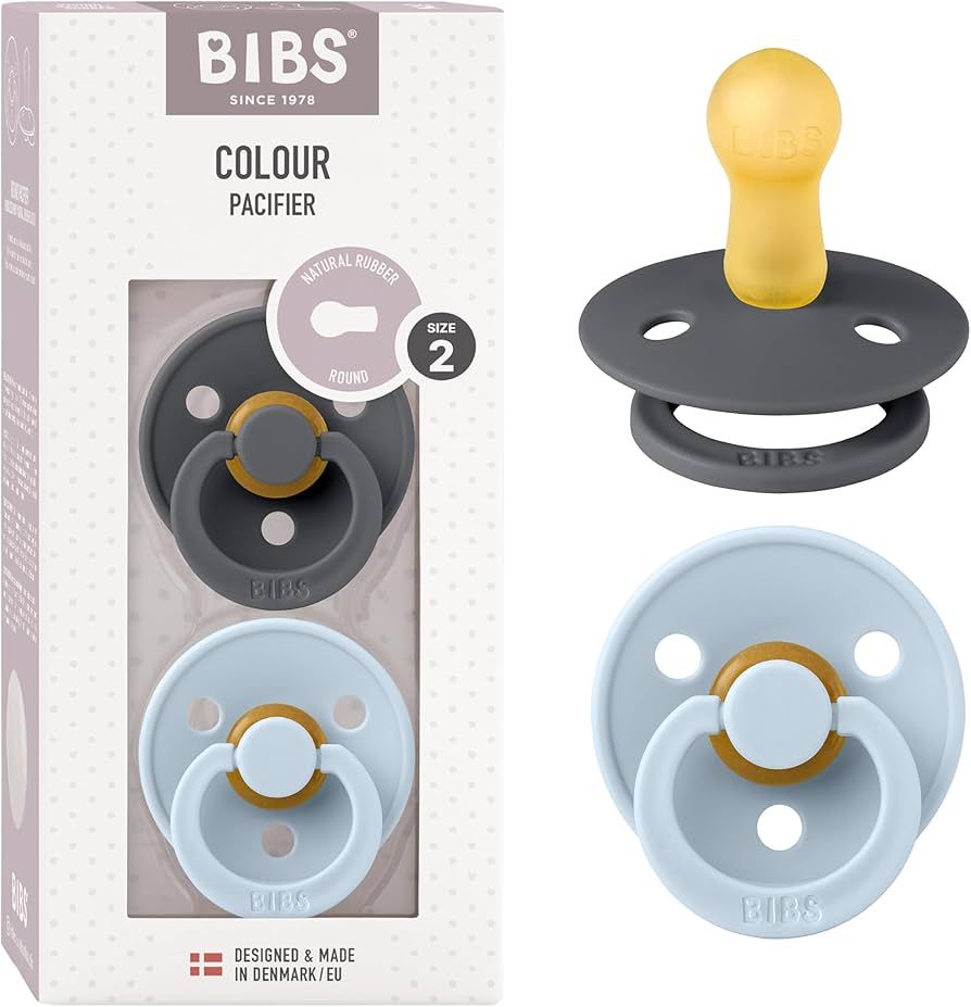 BIBS Colour Baby Pacifier 2-Pack | Made in Denmark | BPA Free Dummy Soother, Round Nipple. Natura... | Amazon (CA)