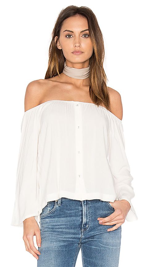 Stillwater Button Up Crop Top in White. - size M (also in XS) | Revolve Clothing