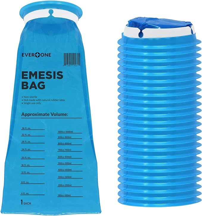 EverOne Emesis Disposable Blue Vomit Bags, Leakproof, For Travel, Uber, Taxi, Motion Sickness, Pr... | Amazon (US)