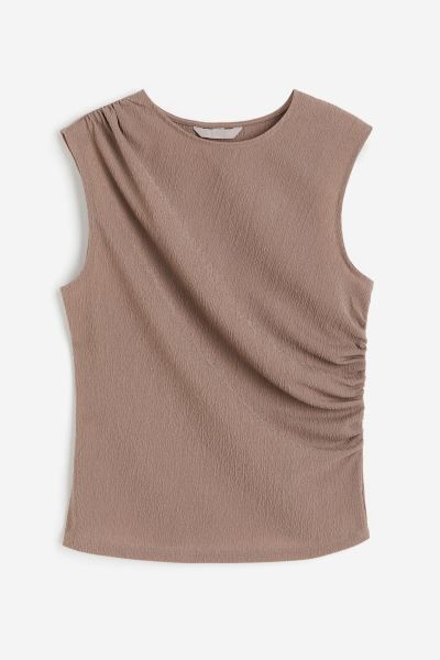 Draped Sleeveless Top - Light beige - Ladies | H&M US | H&M (US + CA)