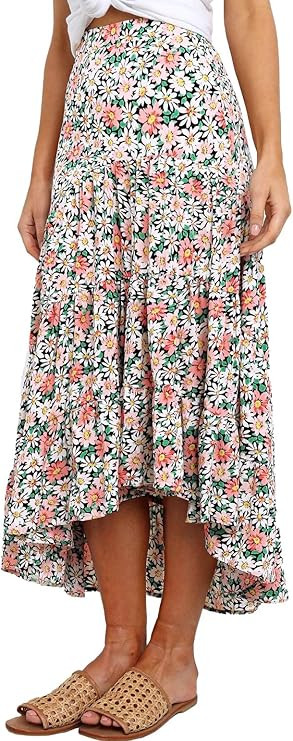 PRETTYGARDEN Women’s Bohemian Tie Dye Print Long Skirts Button Down High Waist Split A-Line Max... | Amazon (US)