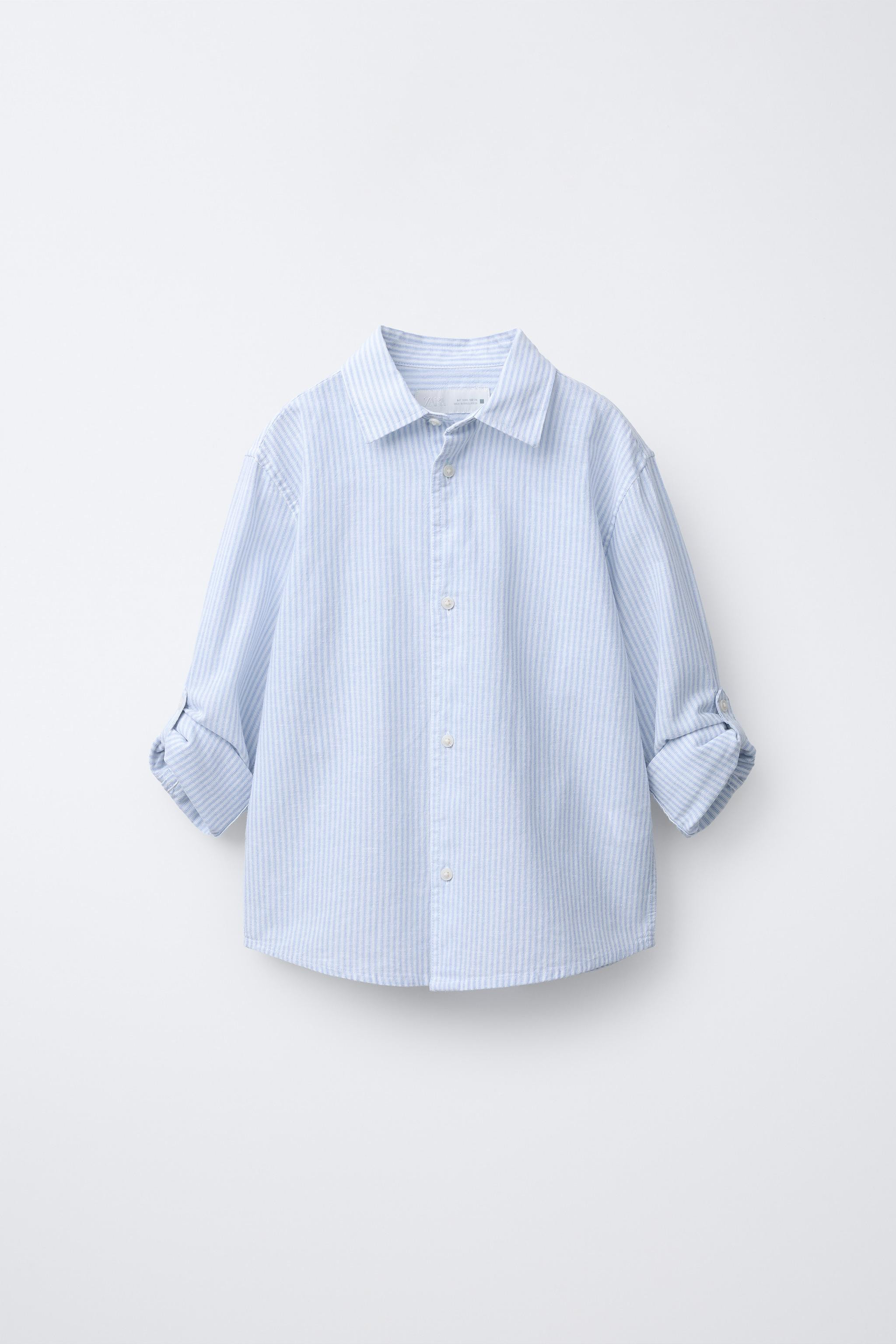 STRIPED COTTON AND LINEN SHIRT | Zara US