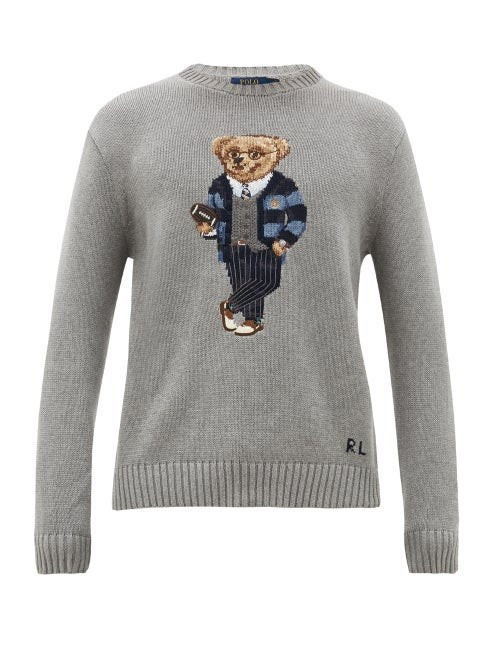 Polo Ralph Lauren - Bear-embroidered Cotton-knit Sweater - Mens - Grey | Matches (US)
