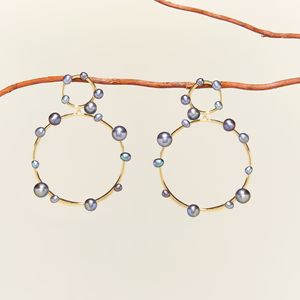 Isla Pearl Drop Earrings Grey Gold | Mignonne Gavigan