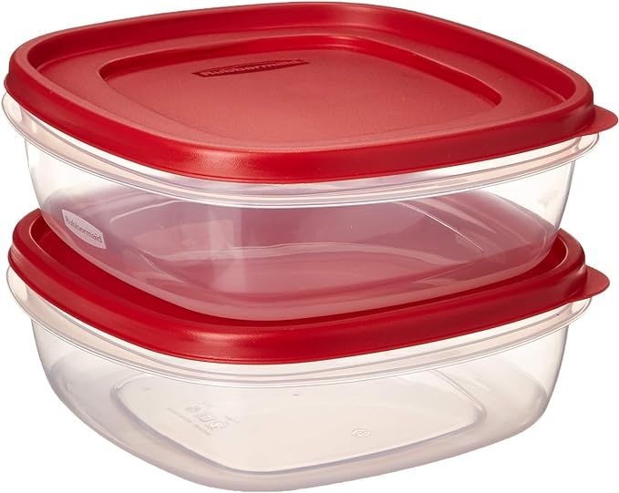 Rubbermaid 608866900580 Easy Find Lid Square 9-Cup Food Storage 2 Containers, 2, Red | Amazon (US)