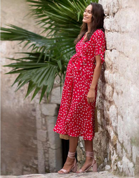 Red Midi Wrap Maternity Dress | Seraphine US