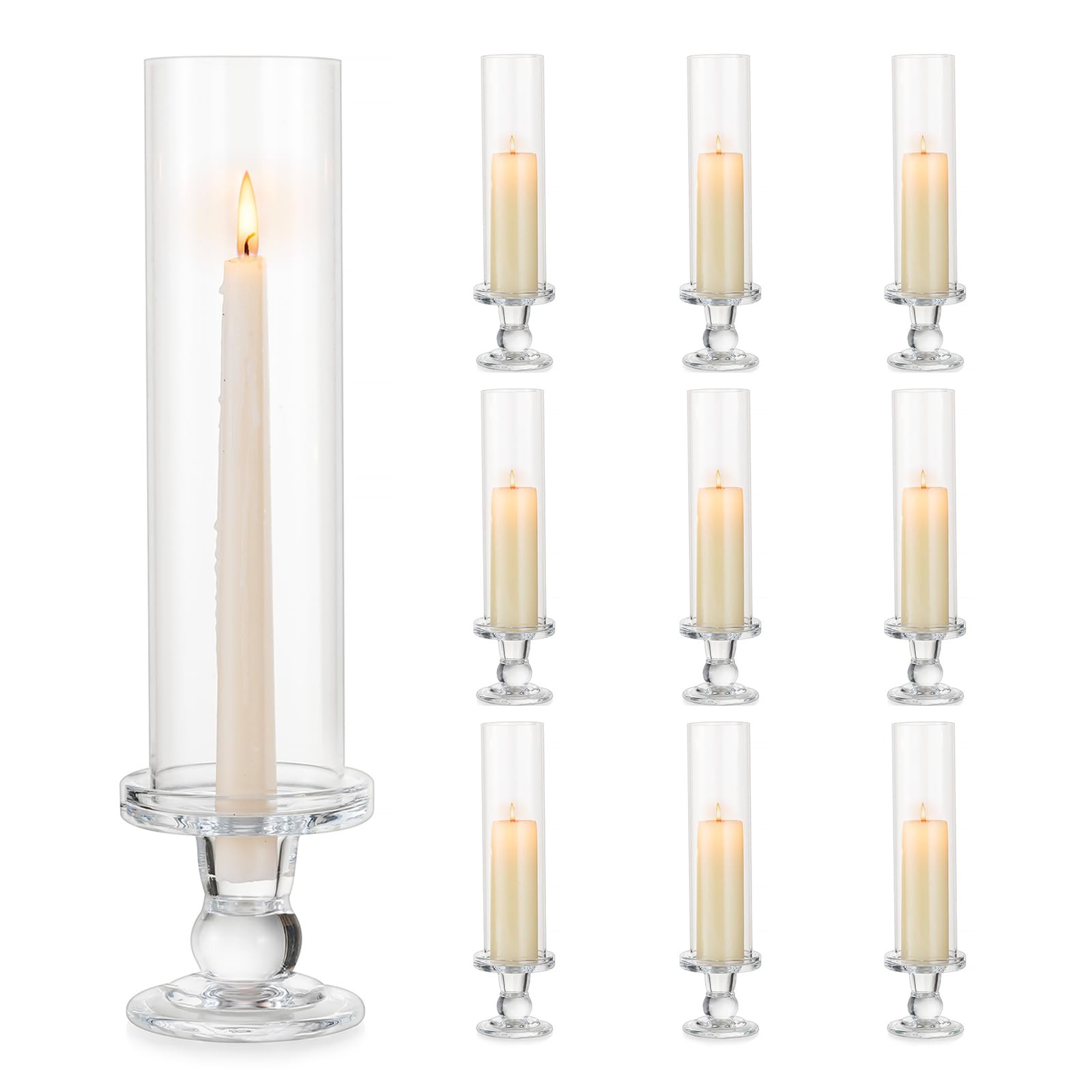 Inweder Hurricane Glass Taper Candle Holder: 10Pcs Tall Hurricane Candle Holder for Home Clear Ta... | Amazon (CA)