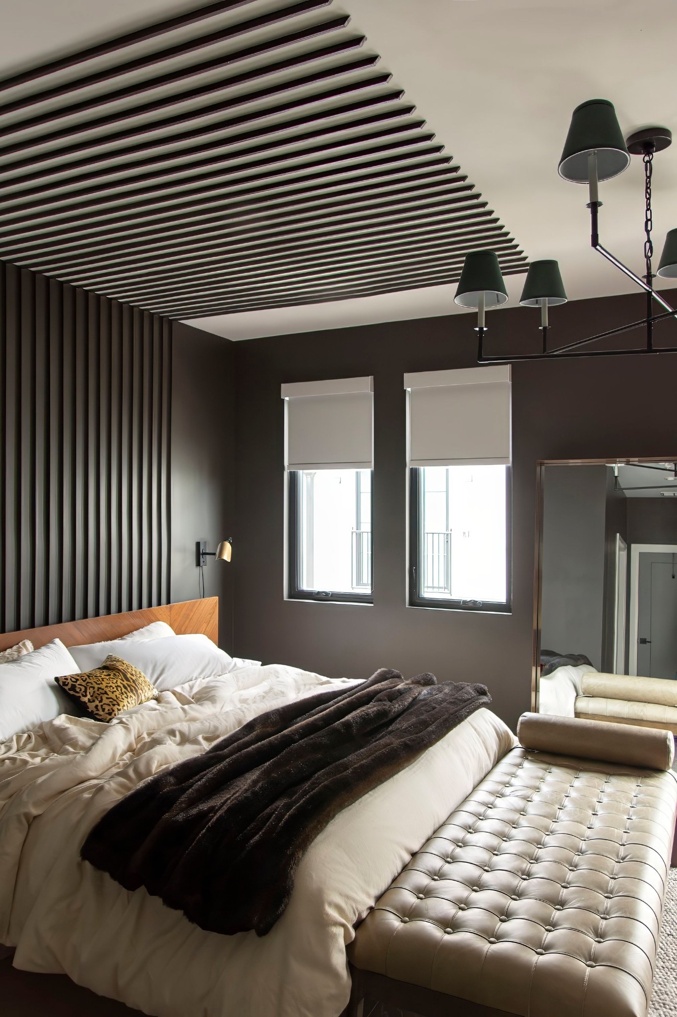 Chocolate brown bedroom paint, brown bedroom design ideas, bedroom interior design, creative wall molding, platform bed, leather bench

#LTKStyleTip #LTKHome