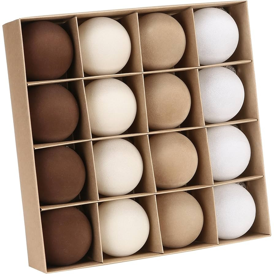 Sea Team 16-Pack Flocked Velvet Christmas Tree Ball Ornaments Set, Decorative Hanging Baubles, Sh... | Amazon (US)