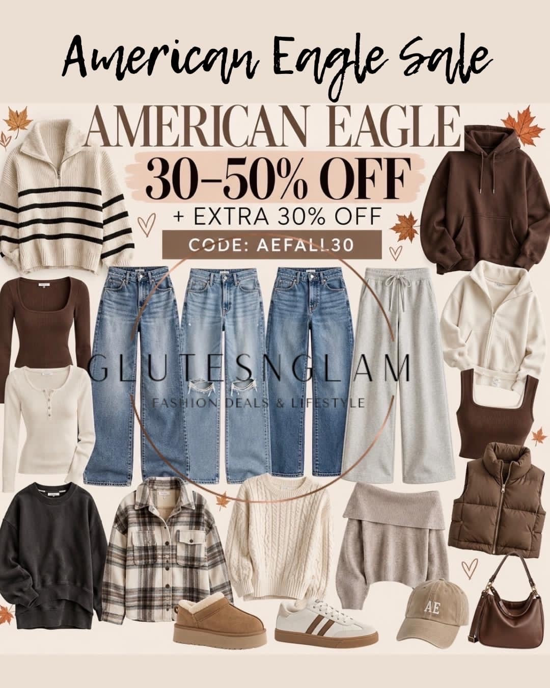 American Eagle is having a 30-50% off sale plus code AEFALL30 takes an extra 30% off!! Ae jeans, fall style, sweatpants, loungewear, AE

#LTKSaleAlert #LTKSeasonal #LTKootd