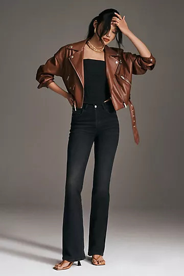Avec Les Filles Cropped Faux Leather Moto Jacket | Anthropologie (US)
