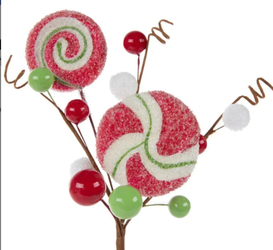Peppermint Candy and Berry Glitter Picks Wreath Attachments Vase Decorations - Etsy | Etsy (US)