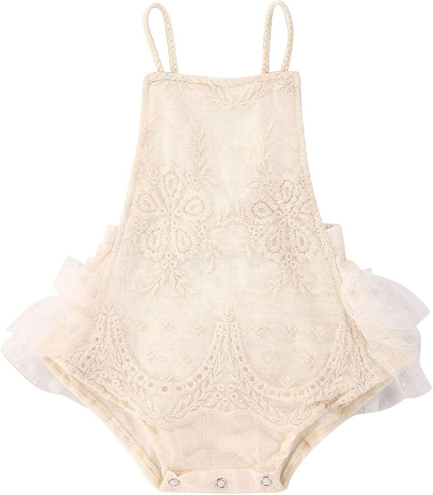 Cute Infant Newborn Baby Girl Lace Ruffle Romper Jumpsuit Bodysuit Summer Outfit Clothes | Amazon (US)