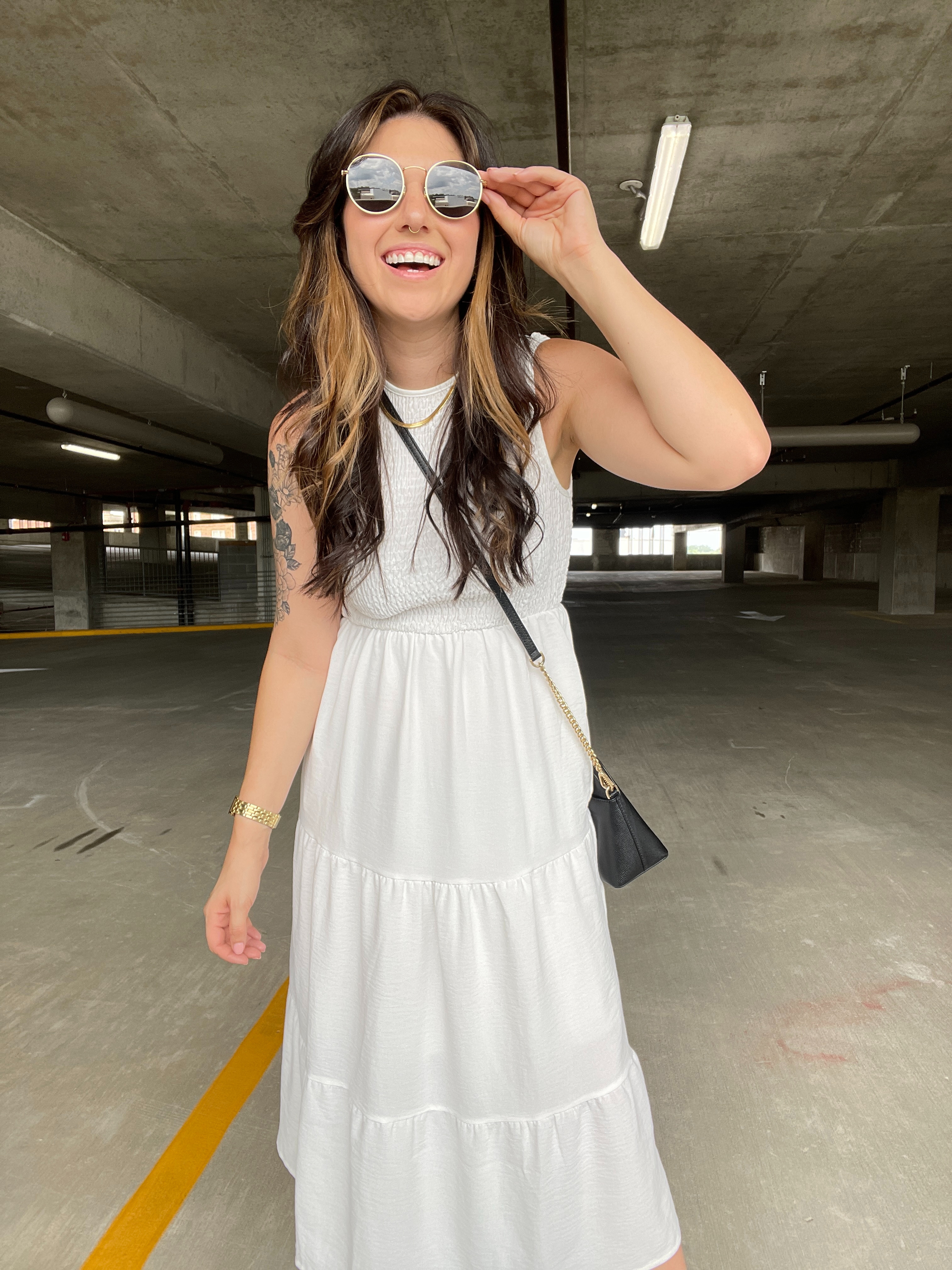 easy and cute mom outfit with a dress, summer outfit, summer style, summer look, mom fashion, white dress, amazon dress, summer dress. I am wearing a size small white dress from Amazon, with a black cross body Micheal Kors purse, and Ray Bans. #sunglass #ltksunglass #ltksummer #summer25 #summerfashion #summerstyle #ltkamazon #amazon #michealkors #raybans   

 #LTKSummerEdit #LTKSeasonal #LTKStyleTip