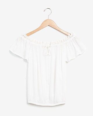 Eyelet Lace Off The Shoulder Top White Women's M | Express