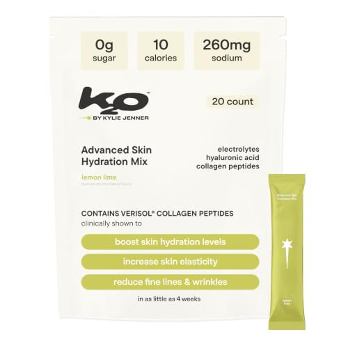 Kylie Jenner's Advanced Skin Hydration Mix with Electrolytes, Hyaluronic Acid & Verisol Collagen Peptides - Clinically Shown to Boost Hydration & Reduce Wrinkles, 20 Count (Lemon Lime) | Amazon (US)