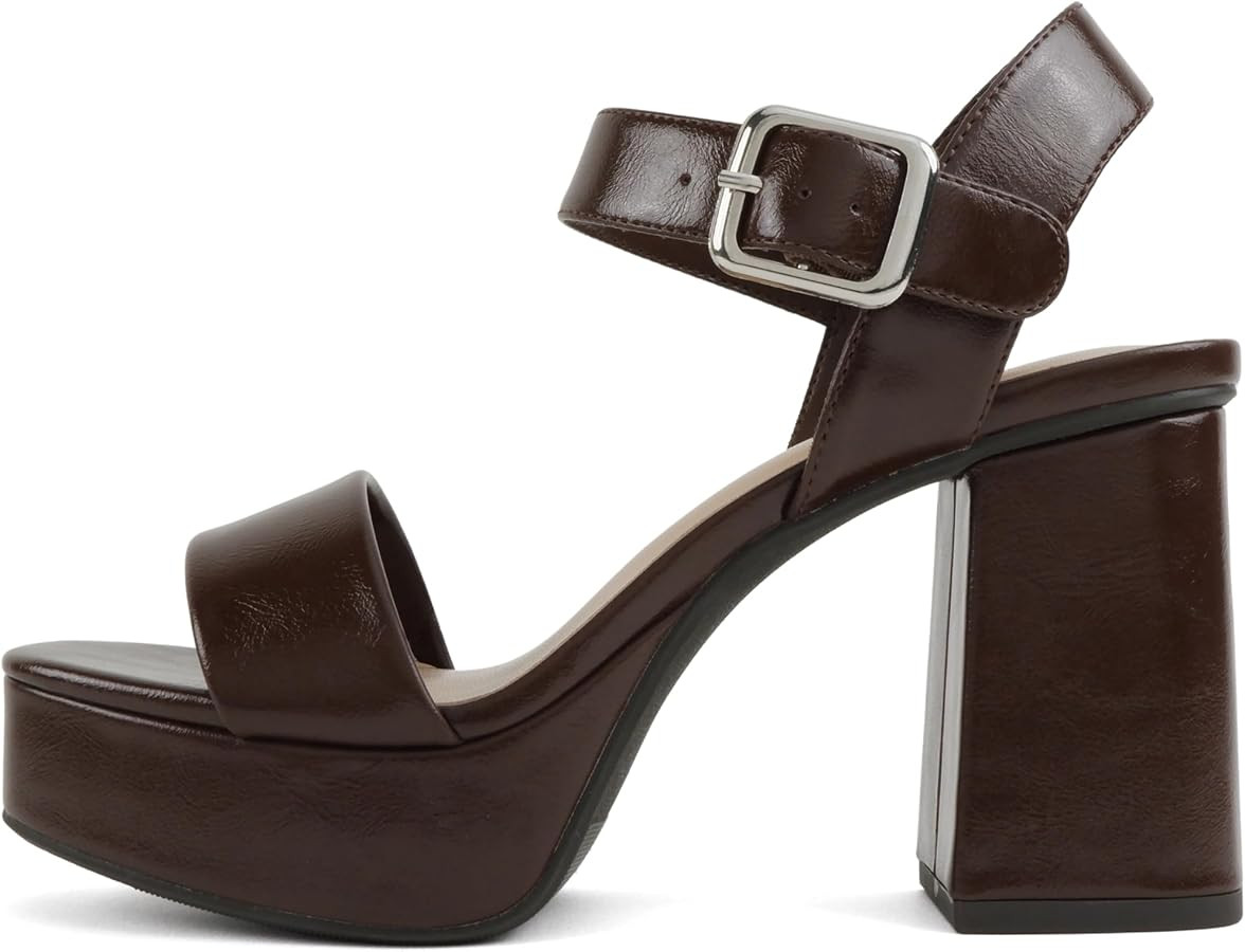 Soda “MACEY” ~ Women Open Square Toe Single Band High Heel Platform Dress Sandal with Adjusta... | Amazon (US)