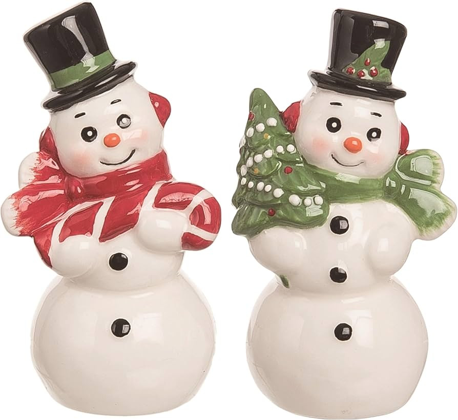 Transpac Y8969 Retro Snowman Salt and Pepper Shaker, Set of 2, 4-inch Height, Dolomite | Amazon (US)