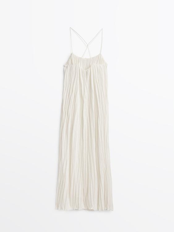 Long pleated dress | Massimo Dutti US