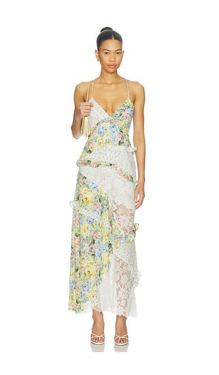 For Love & Lemons Rosalyn Maxi Dress in White,Green. - size XS | Revolve Clothing (Global)