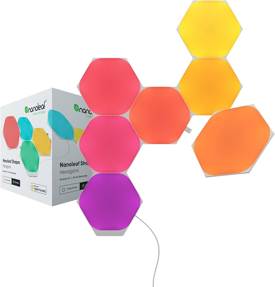 Nanoleaf Shapes WiFi and Thread Smart RGBW 16M+ Color LED Dimmable Gaming and Home Decor Wall Lig... | Amazon (US)