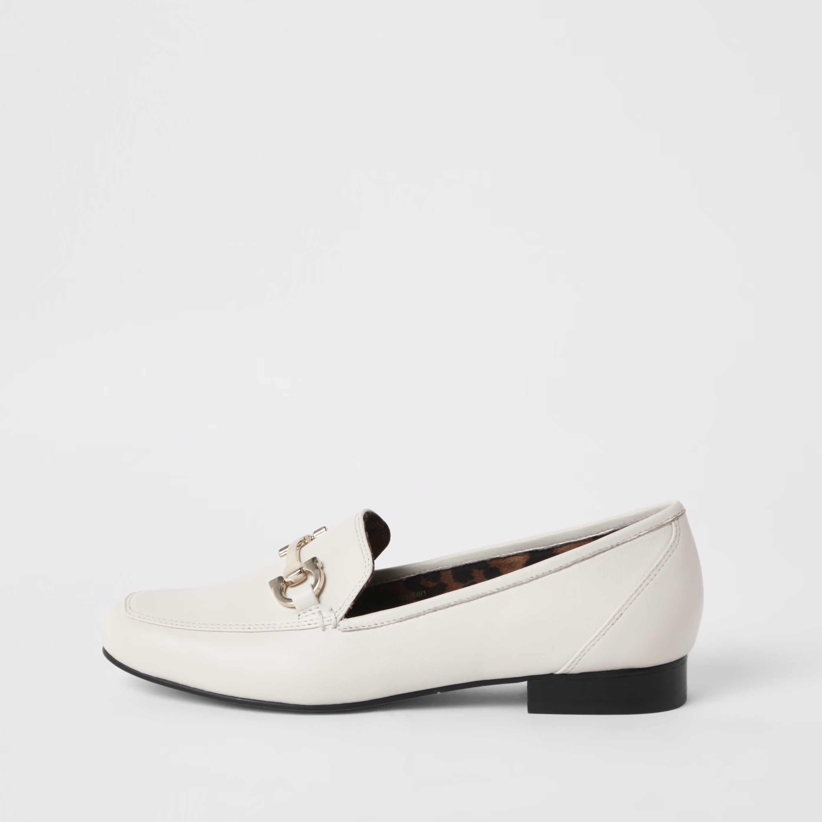 White leather square toe snaffle loafer | River Island (UK & IE)