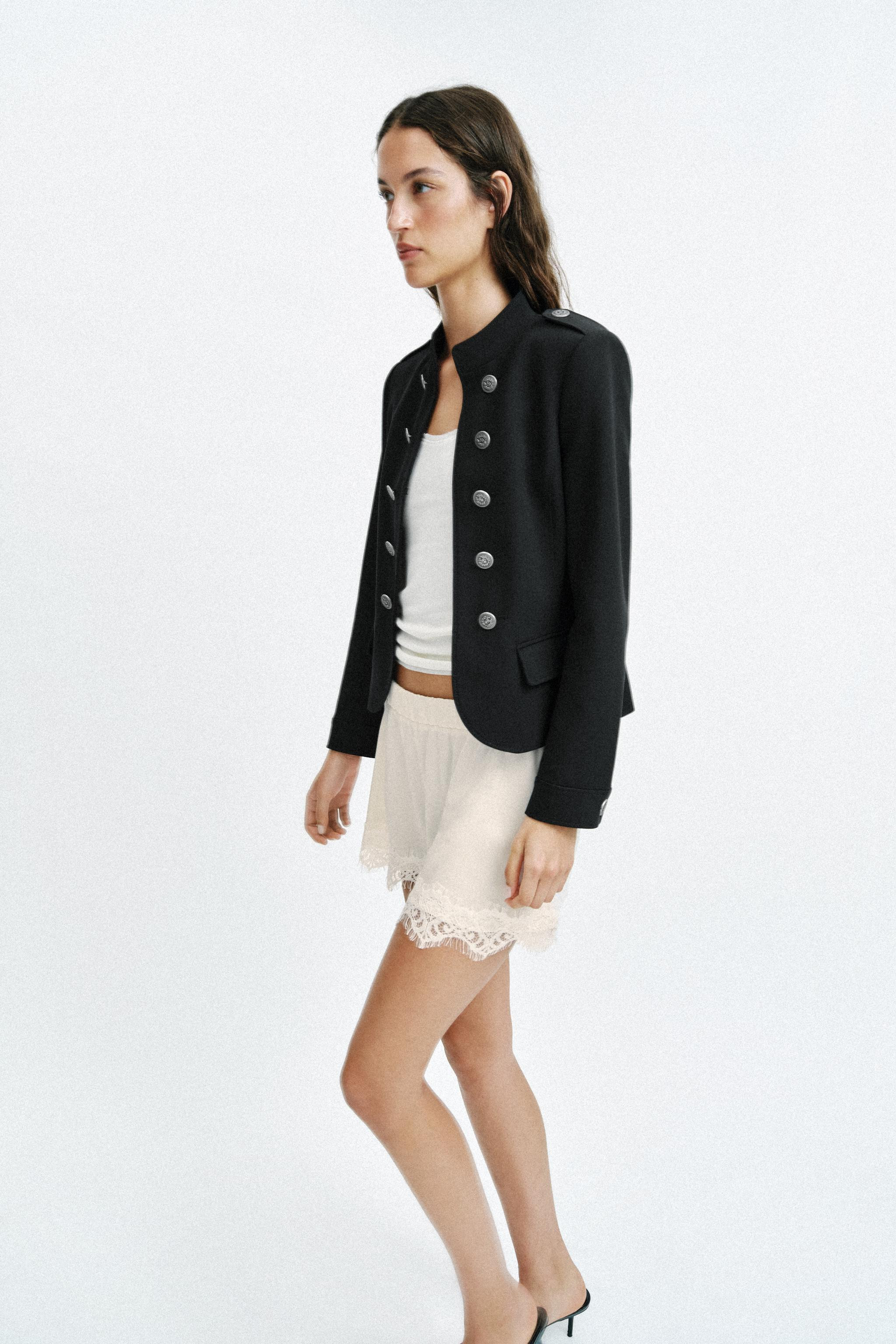 LACE TRIM SATIN SHORTS | Zara US