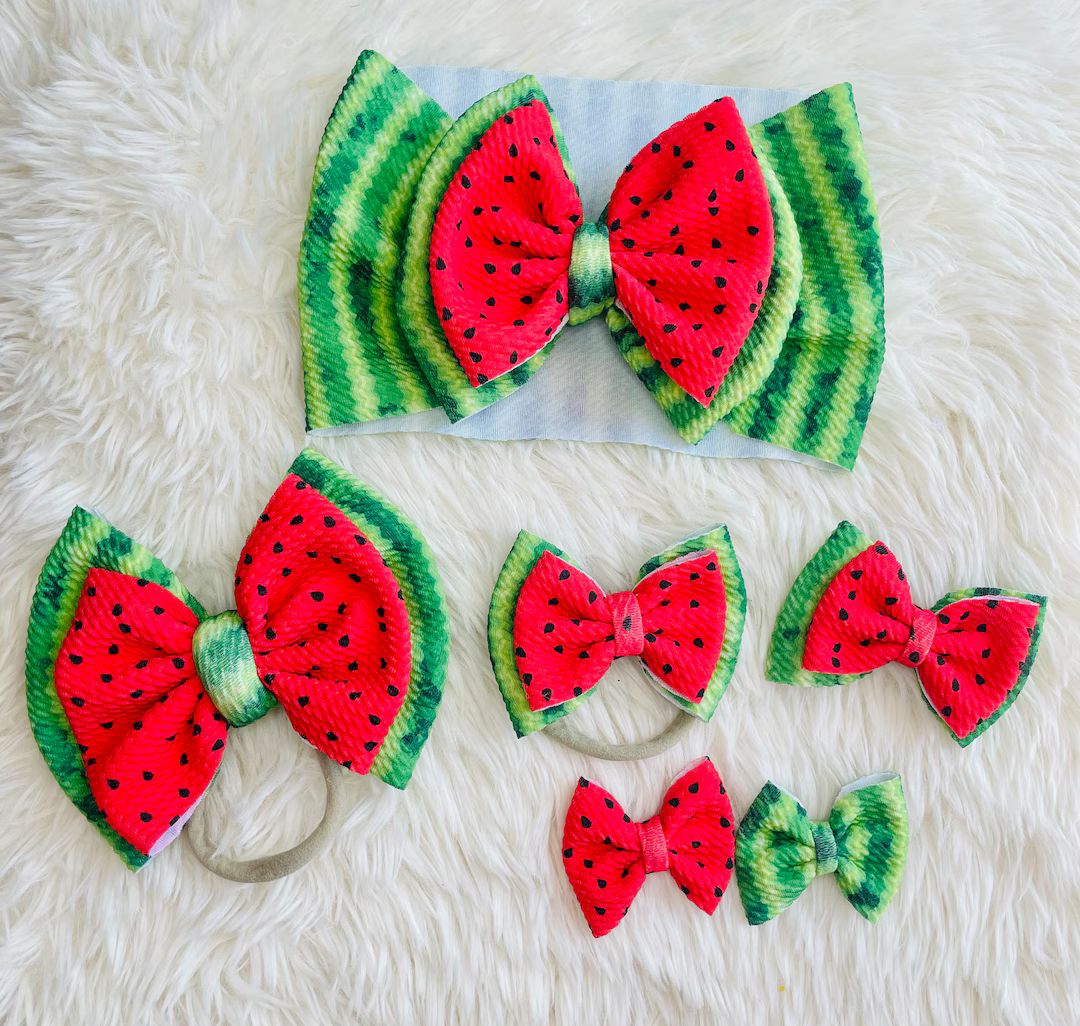 Watermelon Newborn, Baby, Toddler, Girl Bow on Headwrap/bow on Nylon Headband/clip on Bow/mini Pi... | Etsy (US)