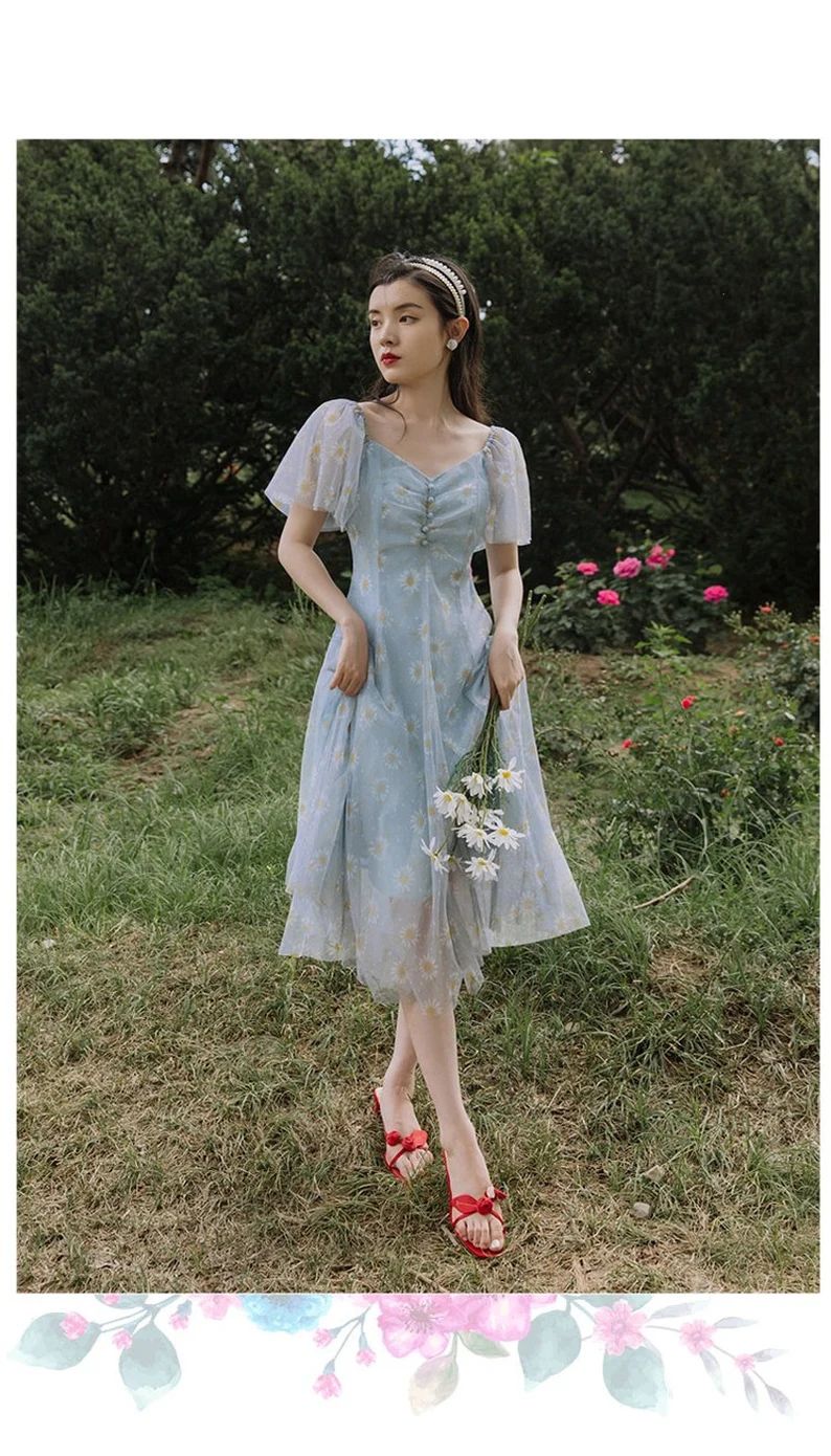 Spring Dress/Summer Dress/Bustier Dress/French Romance Dress/Floral Print Dress/Cottage Core Dres... | Etsy (US)