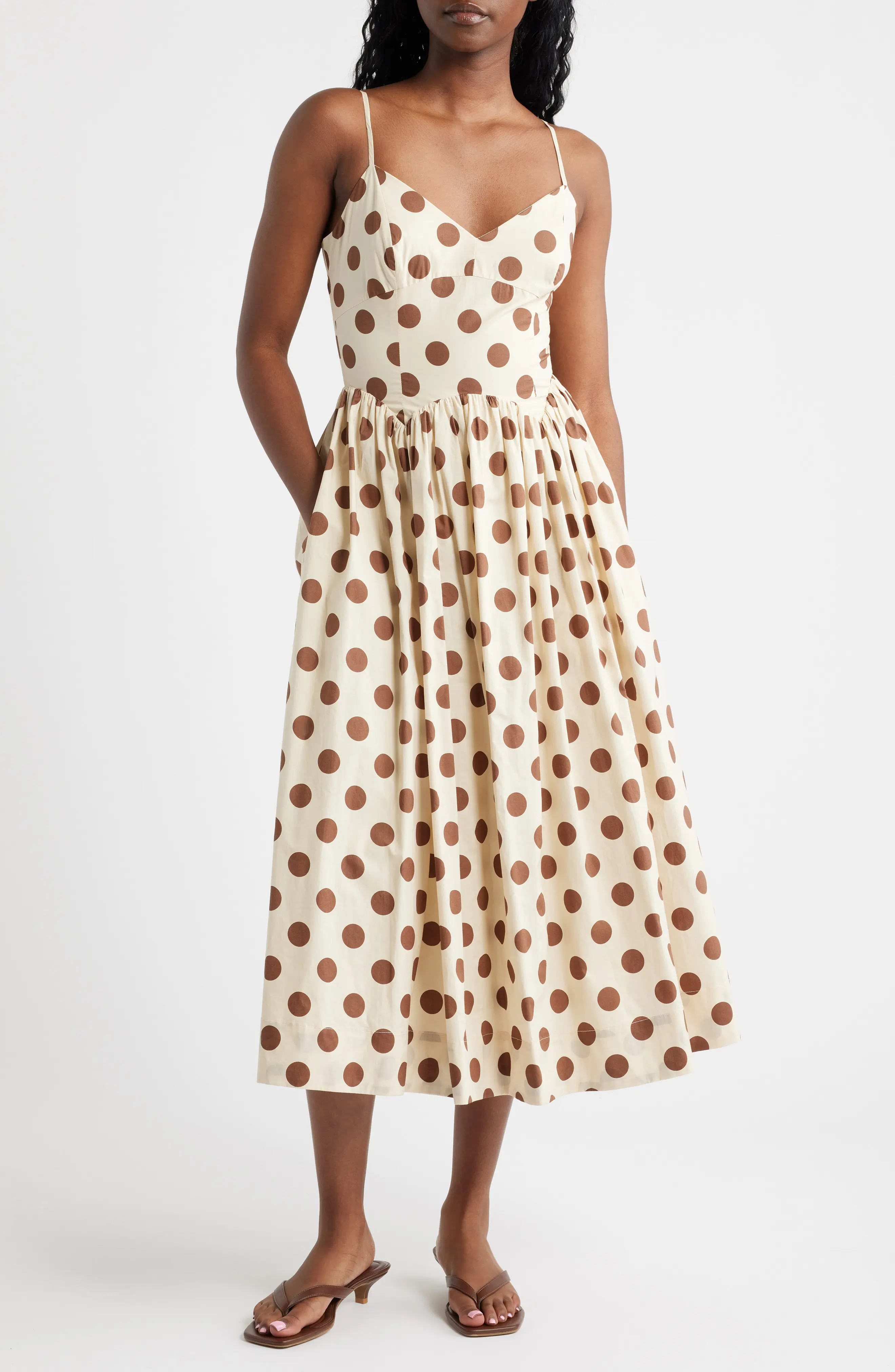 Everly Dot Sleeveless Midi Dress (Women) | Nordstrom | Nordstrom