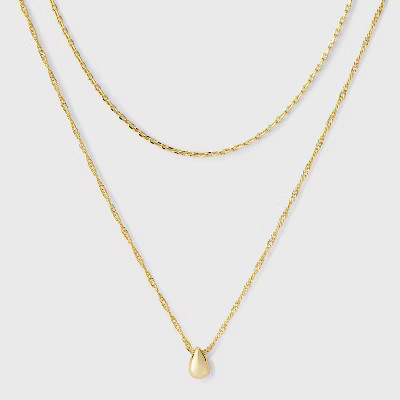 14K Gold Plated Bean Pendant Necklace - A New Day™ Gold | Target