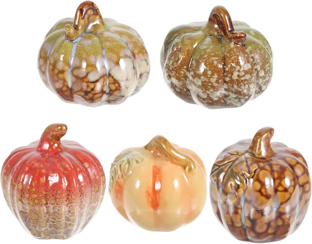 VOSAREA 5pcs Ceramic Pumpkin Ornaments Glass Pumpkin Decor Miniature Pumpkin Figurine Artificial ... | Amazon (US)