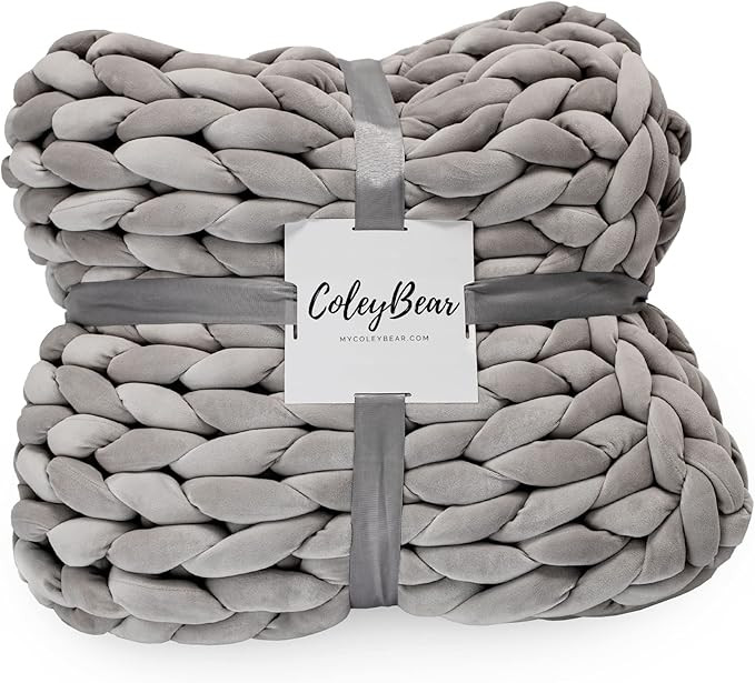 ColeyBear Weighted Hand Woven Chunky Knit Yarn Blanket for Boho Home and Bedroom Décor, Non-Shed... | Amazon (US)