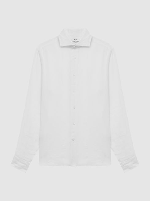 Reiss White Ruban Slim Fit Linen Shirt | Reiss UK