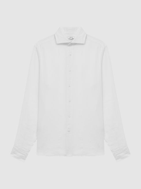 Reiss White Ruban Slim Fit Linen Shirt | Reiss UK