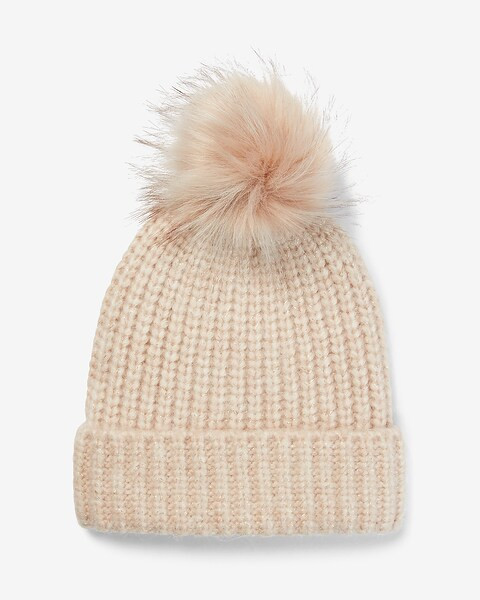 Ribbed Knit Pom Beanie | Express