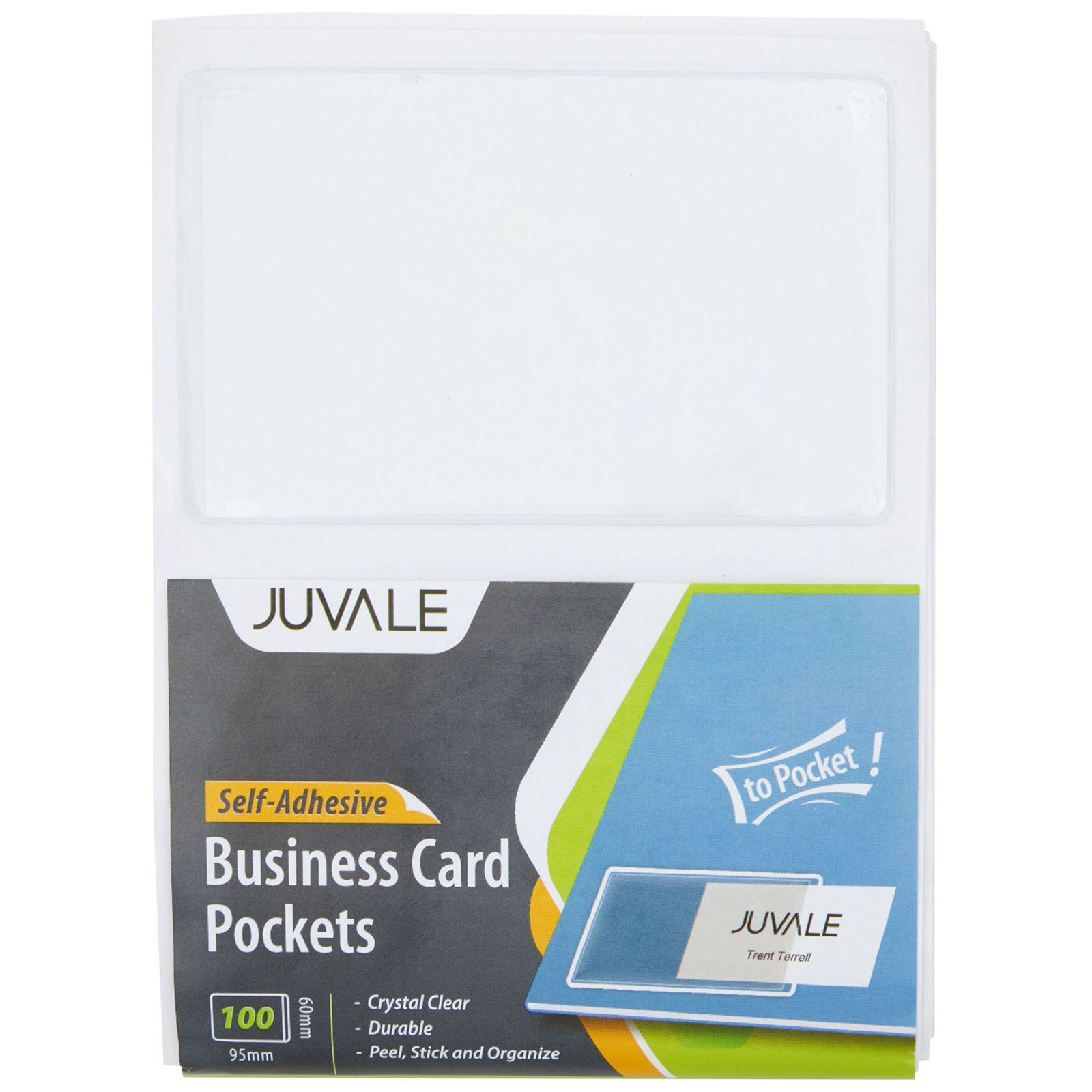 100 Pcs Plastic Self Adhesive Business Card Holder for Organizing, White, 3.7 X 2.3 in. | Walmart (US)