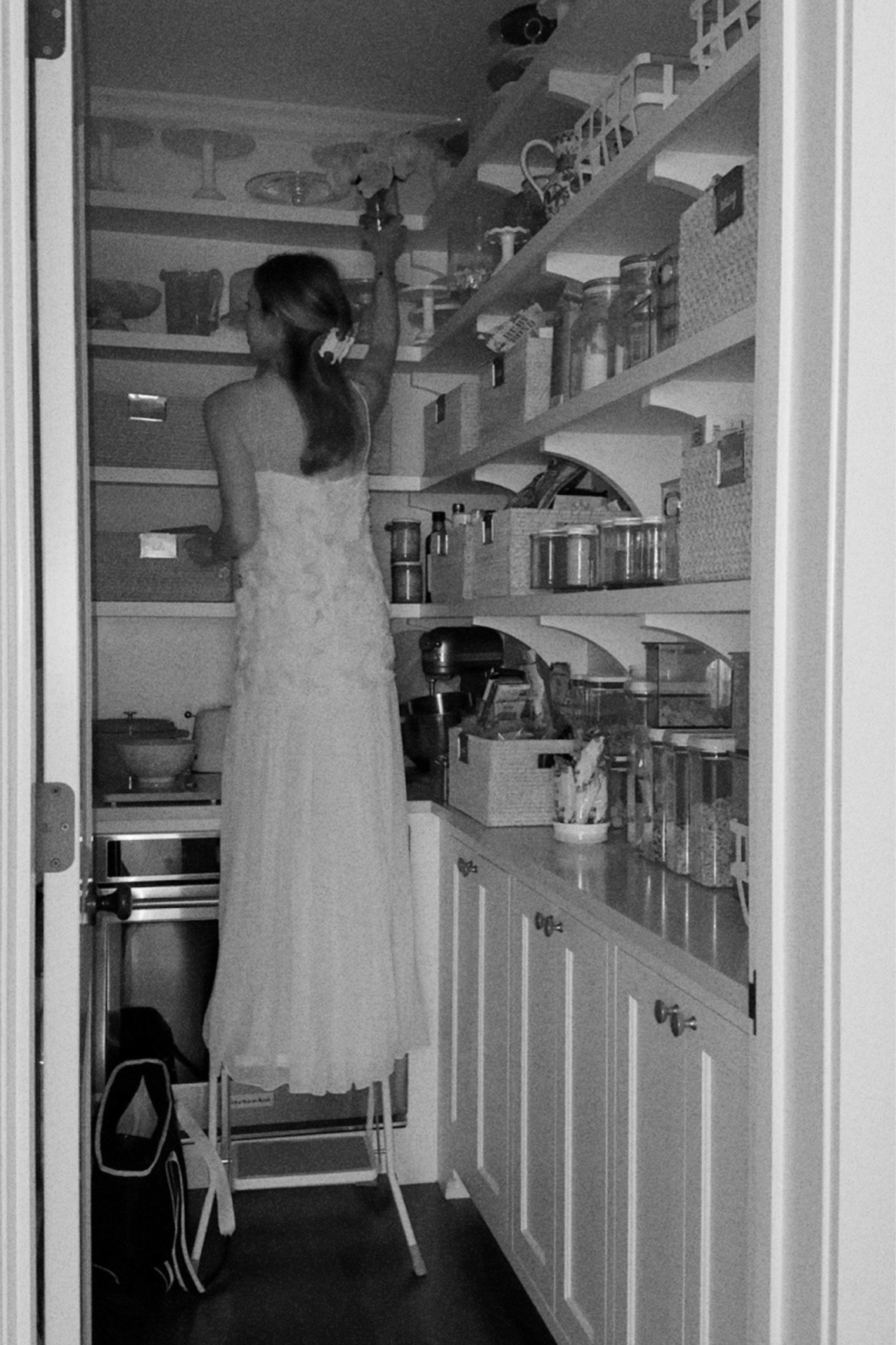 Pantry organization and a pretty dress. 