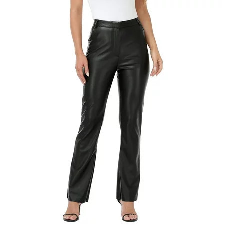 HDE Women s Faux Leather Pants High Waisted Trousers with Pockets Black M | Walmart (US)