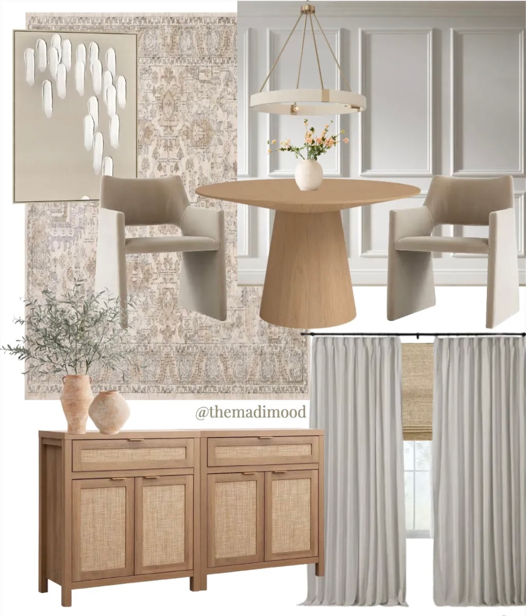 Dining room design. Dining room inspo. Neutral living. Neutral dining room.  Home design. Dining room moodboard. 

#LTKhome #LTKsalealert