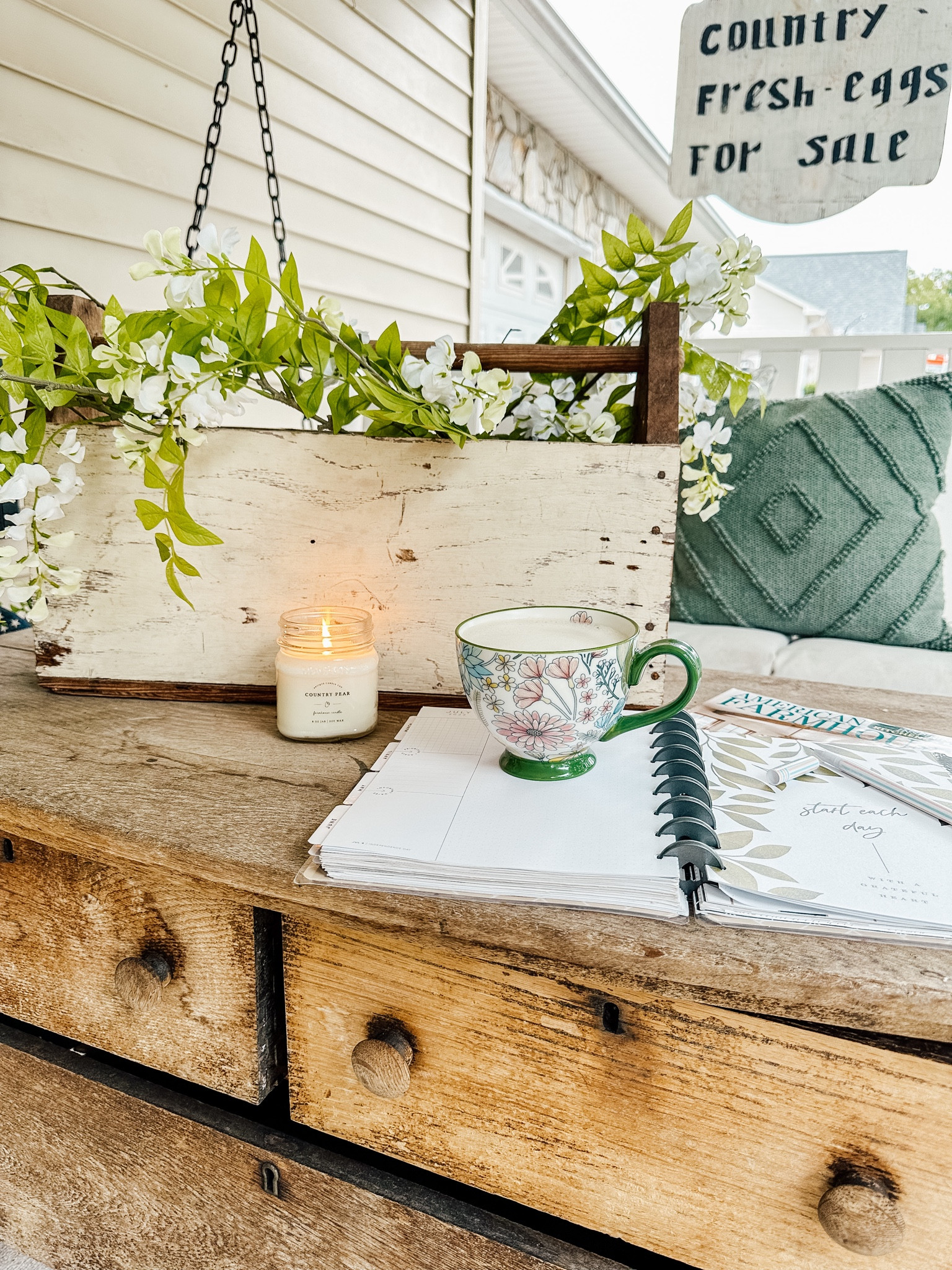 Coffee spot with cozy layers! 
#patiofurniture #outdoorspaces #planner 

#LTKhome #LTKSeasonal #LTKFind
