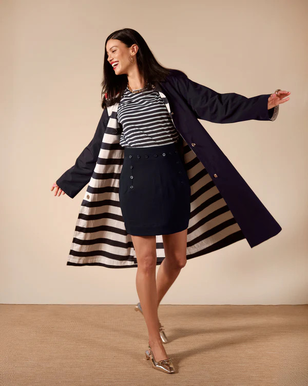 Spiffy Trench Coat - Navy | Frances Valentine
