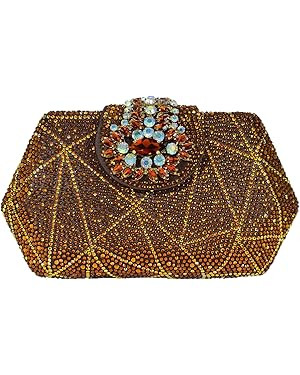 Vintage Rhinestone Clutch Colorful Women Bling Purse Party Bag Wedding Handbag | Amazon (US)