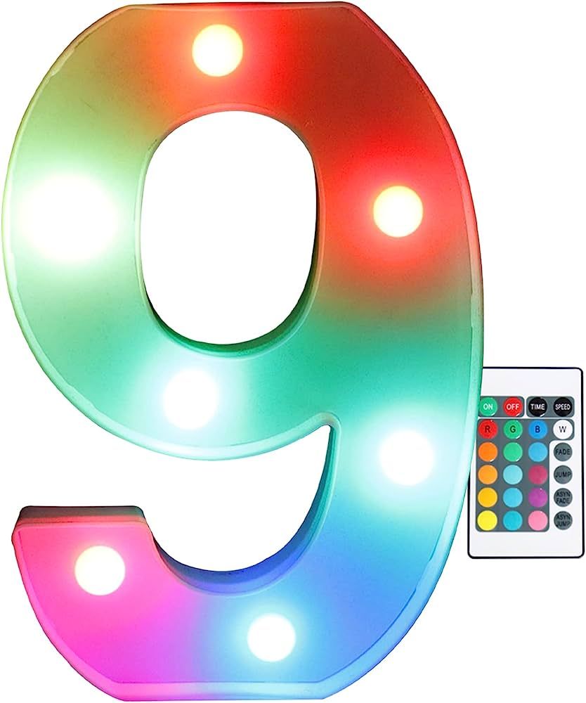 Pooqla Colorful Light Up Numbers with Remote,Color Changing LED Marquee Number Lights, Lighted Nu... | Amazon (US)
